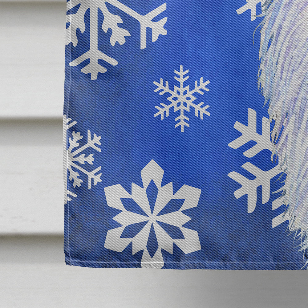 Borzoi Winter Snowflakes Holiday House Flag 28x40 Porch Sleeve Pole Decorative Outside Yard Banner Artwork Wall Hanging, Polyester
