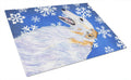 Borzoi Winter Snowflakes Holiday Cutting Board Tempered Glass Kitchen Cutting Surface, Heat Resistant Chopping, Non-Slip Feet, Food Prep & Serving