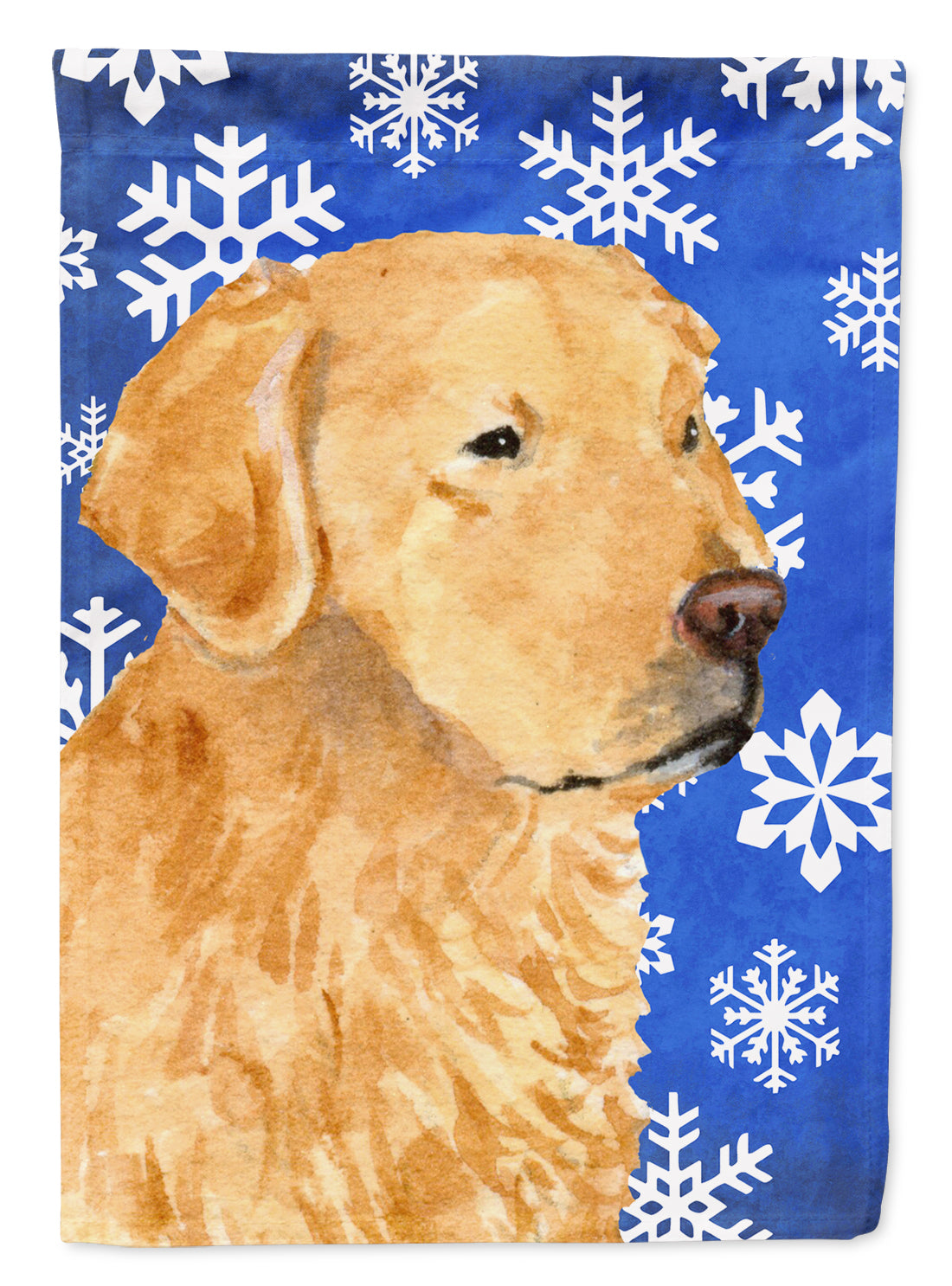 Golden Retriever Winter Snowflakes Holiday House Flag 28x40 Porch Sleeve Pole Decorative Outside Yard Banner Artwork Wall Hanging, Polyester