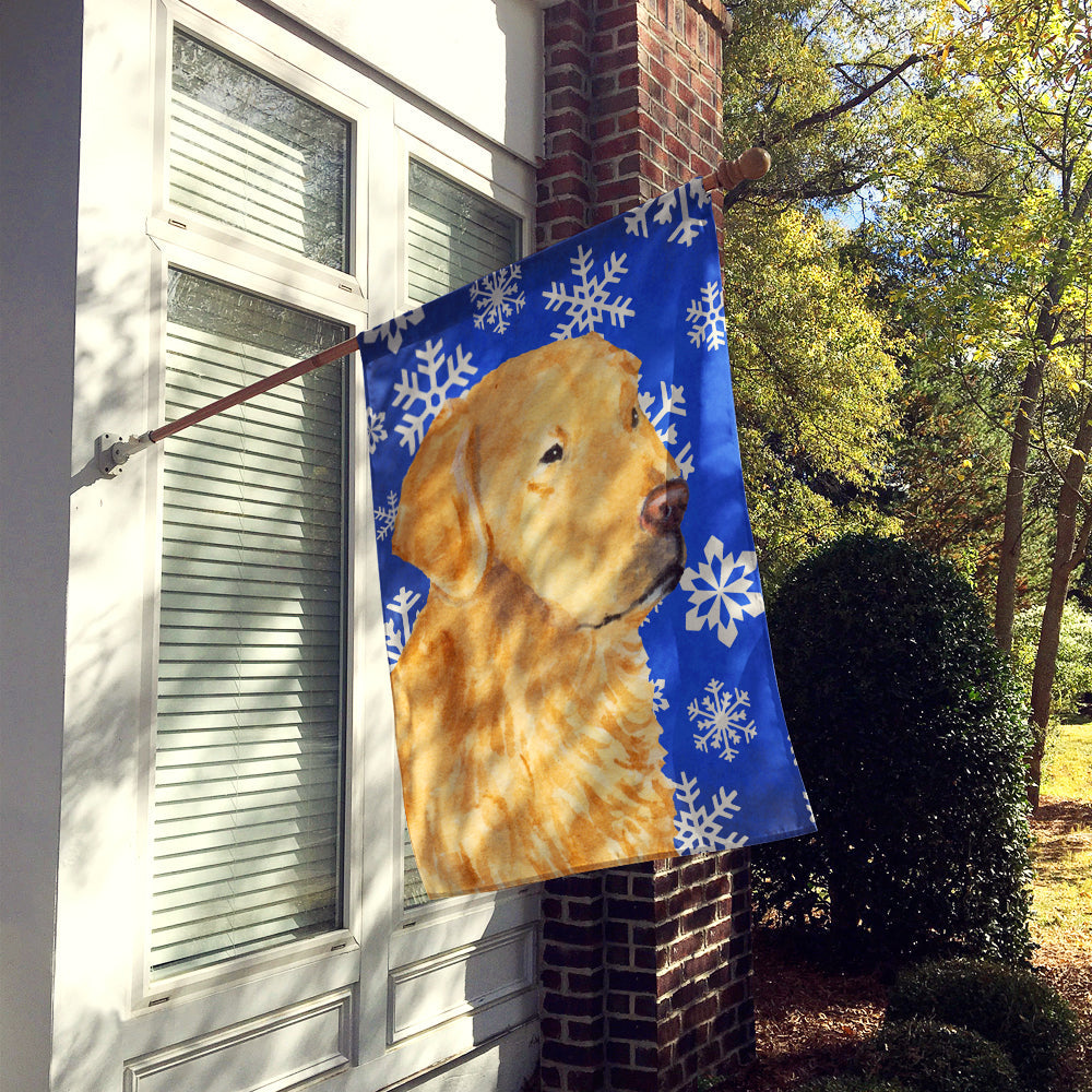 Golden Retriever Winter Snowflakes Holiday House Flag 28x40 Porch Sleeve Pole Decorative Outside Yard Banner Artwork Wall Hanging, Polyester