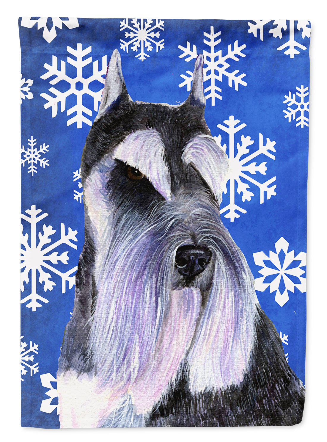 Schnauzer Winter Snowflakes Holiday House Flag 28x40 Porch Sleeve Pole Decorative Outside Yard Banner Artwork Wall Hanging, Polyester