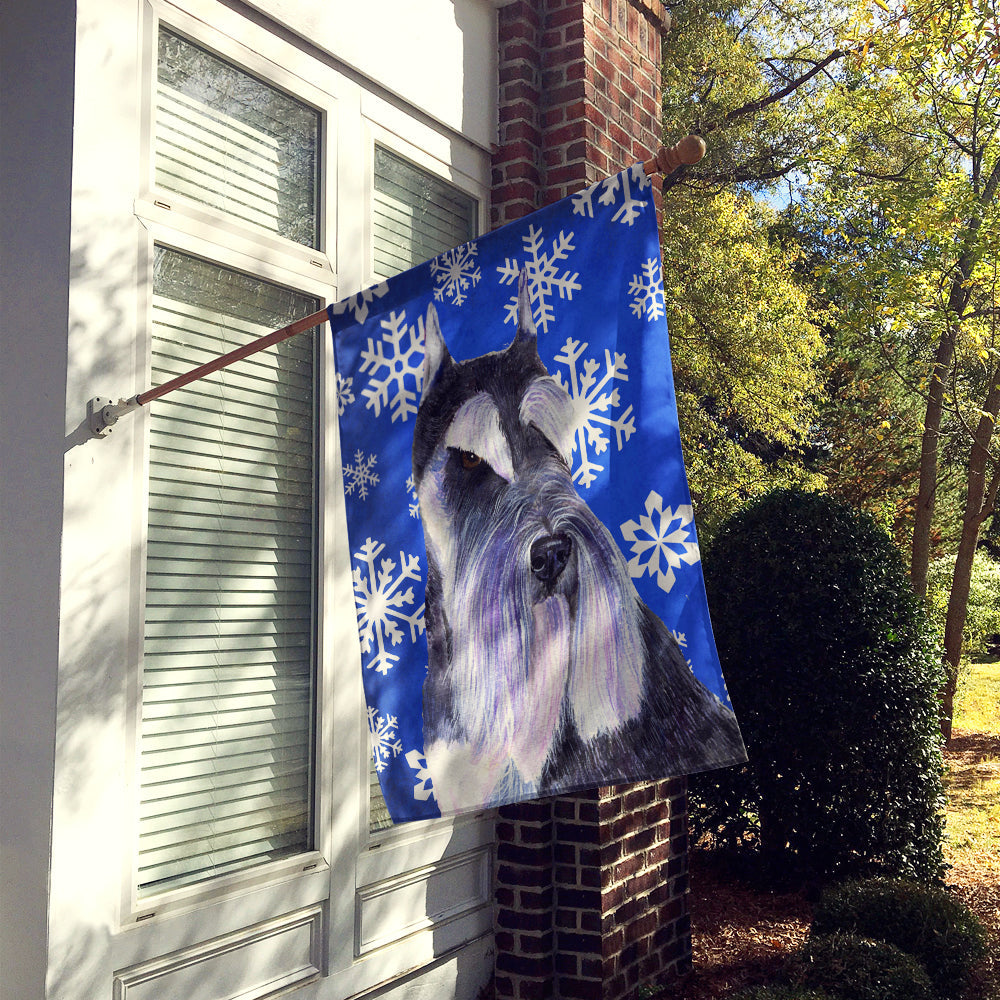 Schnauzer Winter Snowflakes Holiday House Flag 28x40 Porch Sleeve Pole Decorative Outside Yard Banner Artwork Wall Hanging, Polyester