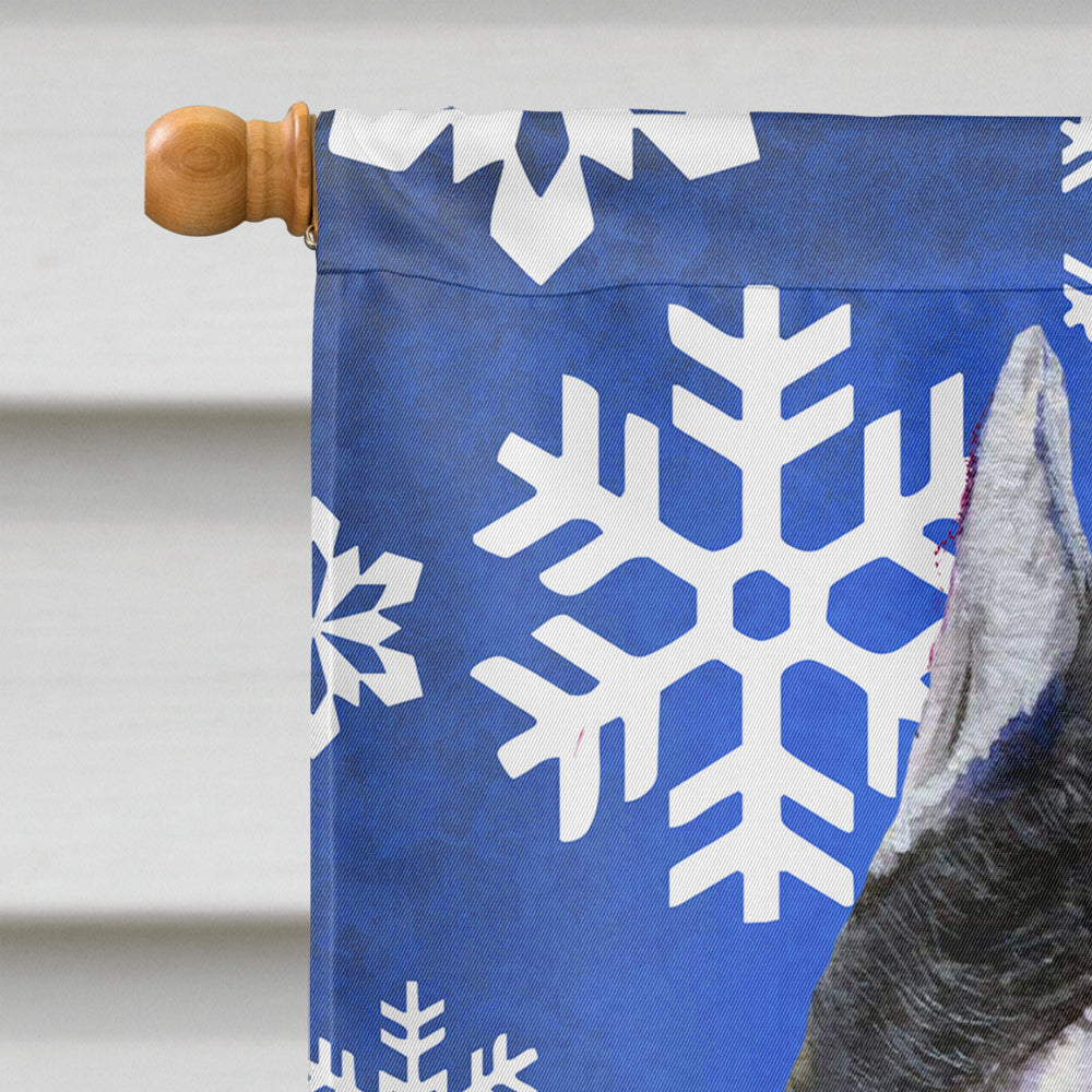 Schnauzer Winter Snowflakes Holiday House Flag 28x40 Porch Sleeve Pole Decorative Outside Yard Banner Artwork Wall Hanging, Polyester