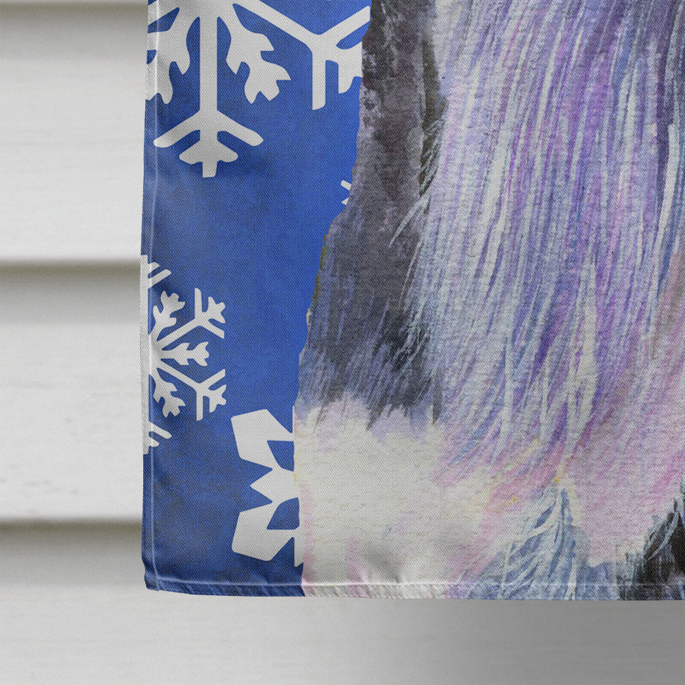 Schnauzer Winter Snowflakes Holiday House Flag 28x40 Porch Sleeve Pole Decorative Outside Yard Banner Artwork Wall Hanging, Polyester