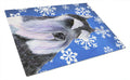 Schnauzer Winter Snowflakes Holiday Cutting Board Tempered Glass Kitchen Cutting Surface, Heat Resistant Chopping, Non-Slip Feet, Food Prep & Serving