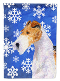 Fox Terrier Winter Snowflakes Holiday House Flag 28x40 Porch Sleeve Pole Decorative Outside Yard Banner Artwork Wall Hanging, Polyester