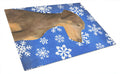 Doberman Winter Snowflakes Holiday Cutting Board Tempered Glass Kitchen Cutting Surface, Heat Resistant Chopping, Non-Slip Feet, Food Prep & Serving