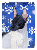 Rat Terrier Winter Snowflakes Holiday House Flag 28x40 Porch Sleeve Pole Decorative Outside Yard Banner Artwork Wall Hanging, Polyester