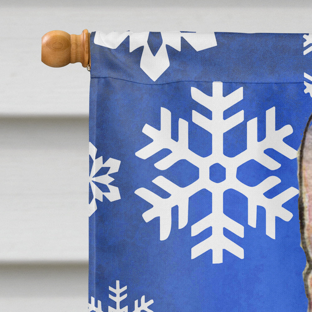 Rat Terrier Winter Snowflakes Holiday House Flag 28x40 Porch Sleeve Pole Decorative Outside Yard Banner Artwork Wall Hanging, Polyester