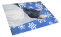 Rat Terrier Winter Snowflakes Holiday Cutting Board Tempered Glass Kitchen Cutting Surface, Heat Resistant Chopping, Non-Slip Feet, Food Prep & Serving