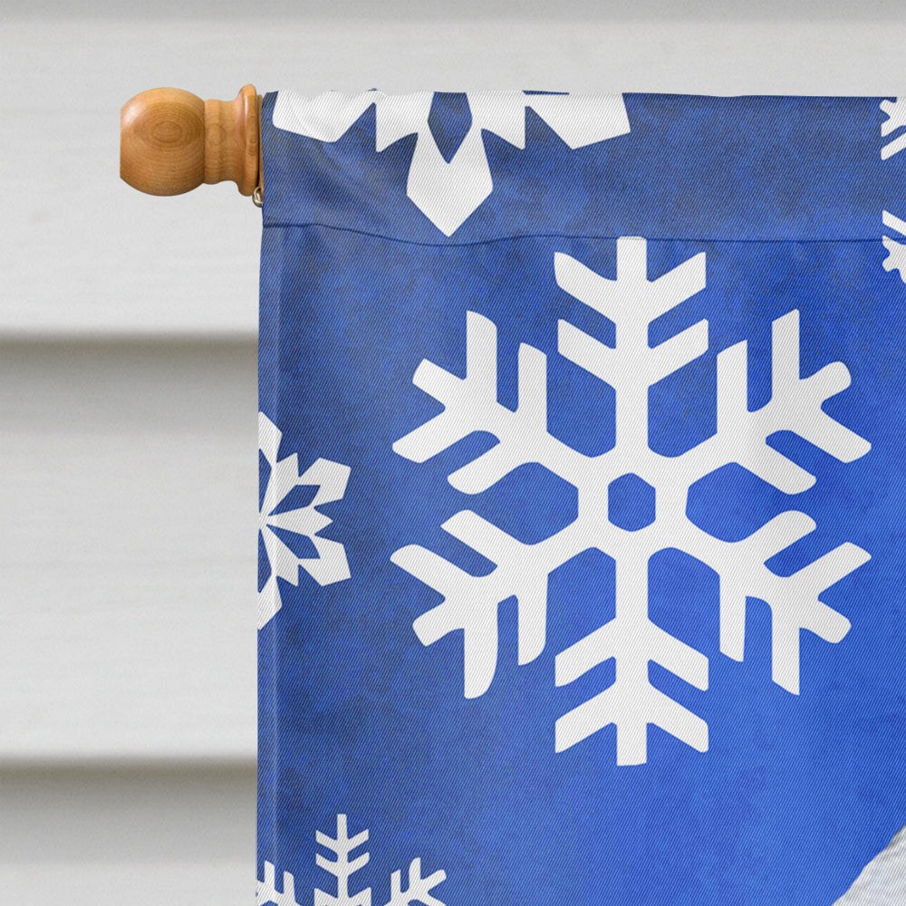Bedlington Terrier Winter Snowflakes Holiday House Flag 28x40 Porch Sleeve Pole Decorative Outside Yard Banner Artwork Wall Hanging, Polyester