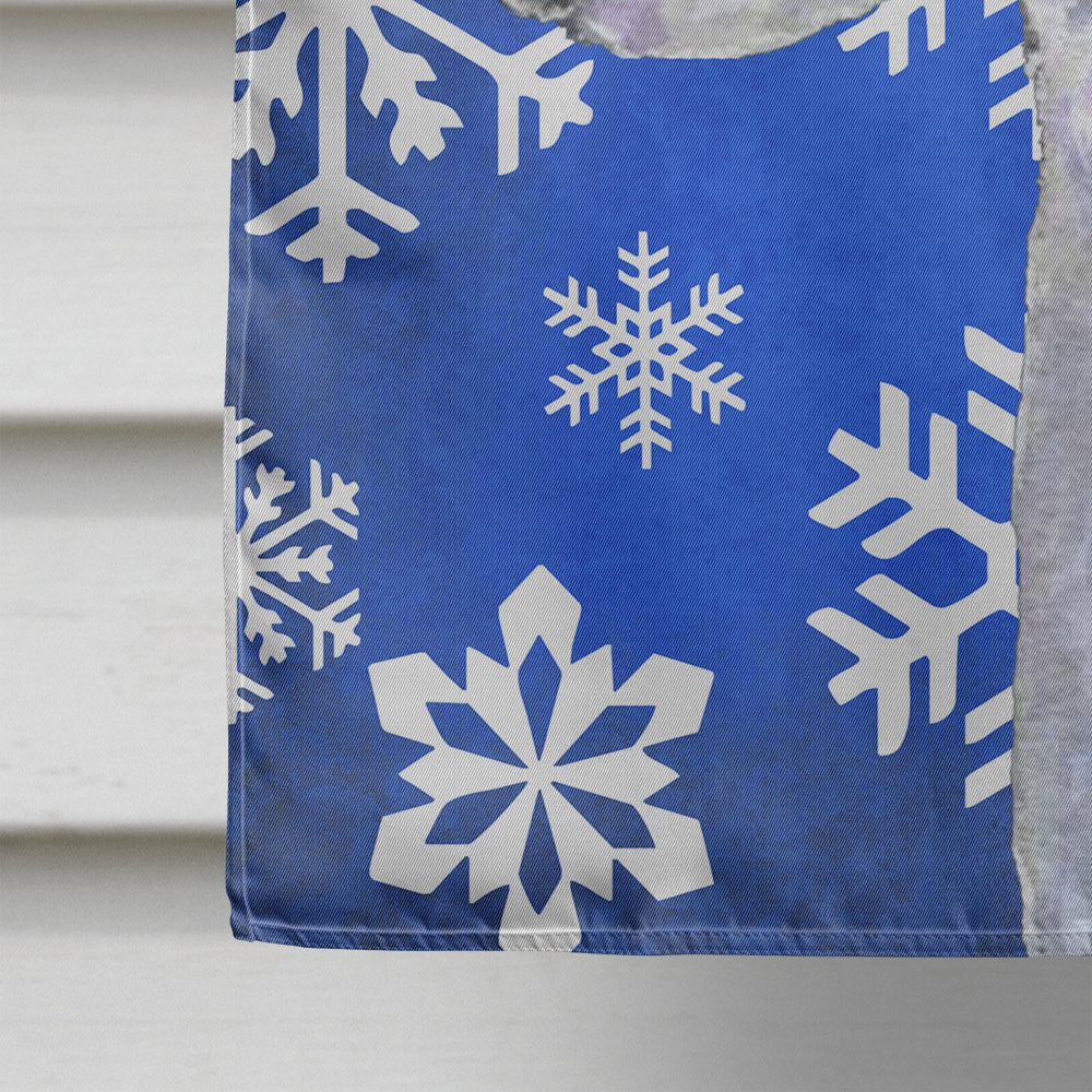 Bedlington Terrier Winter Snowflakes Holiday House Flag 28x40 Porch Sleeve Pole Decorative Outside Yard Banner Artwork Wall Hanging, Polyester