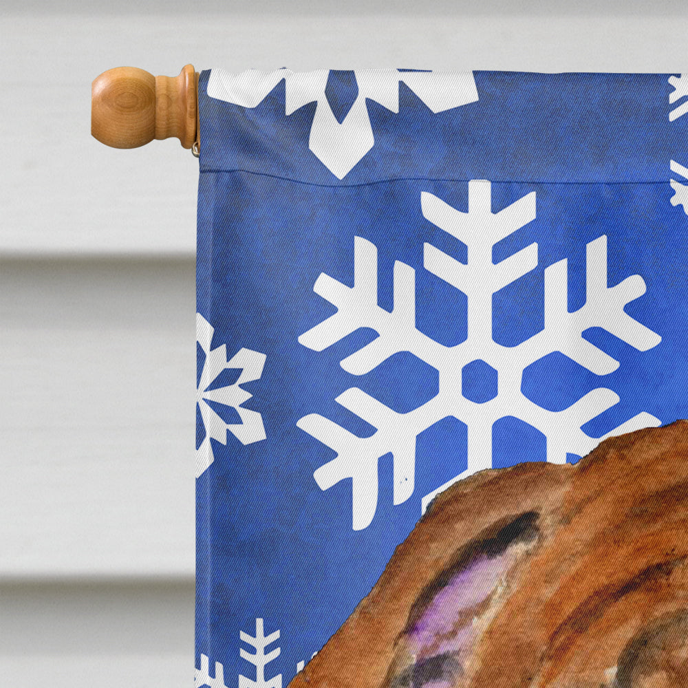 Bulldog English Winter Snowflakes Holiday House Flag 28x40 Porch Sleeve Pole Decorative Outside Yard Banner Artwork Wall Hanging, Polyester