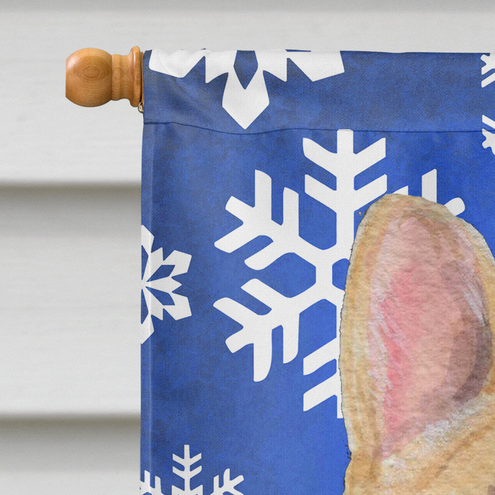 French Bulldog Winter Snowflakes Holiday House Flag 28x40 Porch Sleeve Pole Decorative Outside Yard Banner Artwork Wall Hanging, Polyester