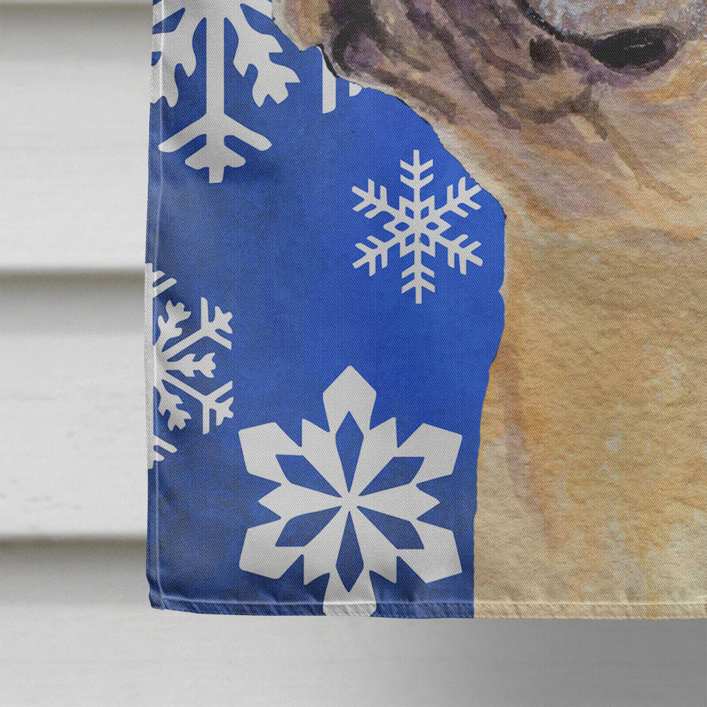 French Bulldog Winter Snowflakes Holiday House Flag 28x40 Porch Sleeve Pole Decorative Outside Yard Banner Artwork Wall Hanging, Polyester