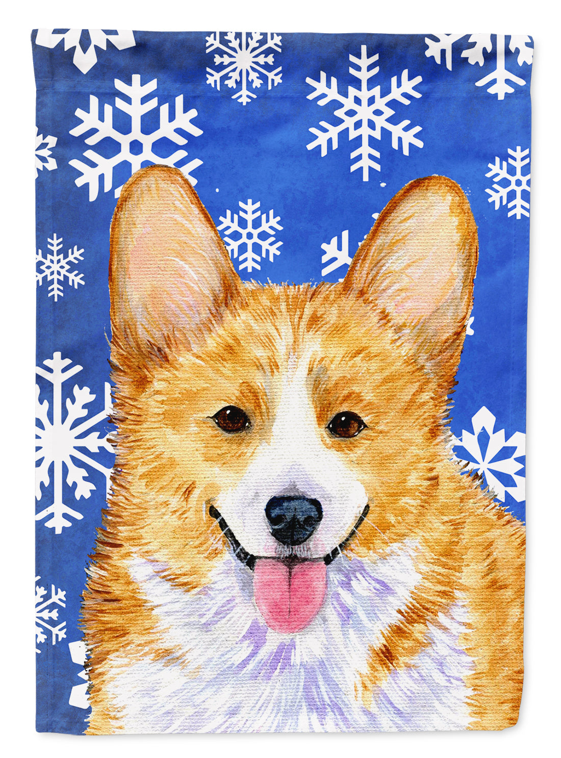 Corgi Winter Snowflakes Holiday House Flag 28x40 Porch Sleeve Pole Decorative Outside Yard Banner Artwork Wall Hanging, Polyester