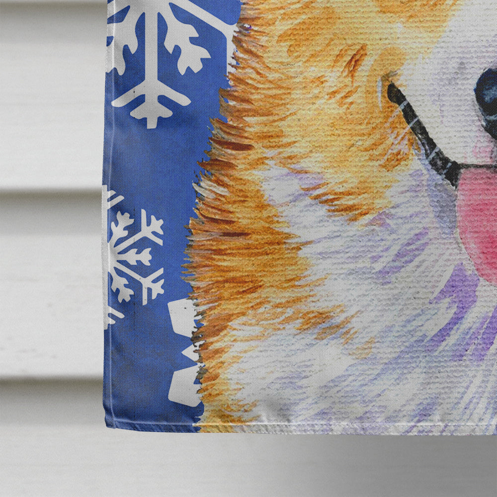 Corgi Winter Snowflakes Holiday House Flag 28x40 Porch Sleeve Pole Decorative Outside Yard Banner Artwork Wall Hanging, Polyester