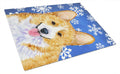 Corgi Winter Snowflakes Holiday Cutting Board Tempered Glass Kitchen Cutting Surface, Heat Resistant Chopping, Non-Slip Feet, Food Prep & Serving