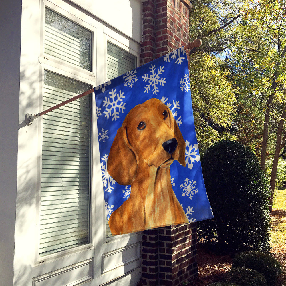 Dachshund Winter Snowflakes Holiday House Flag 28x40 Porch Sleeve Pole Decorative Outside Yard Banner Artwork Wall Hanging, Polyester
