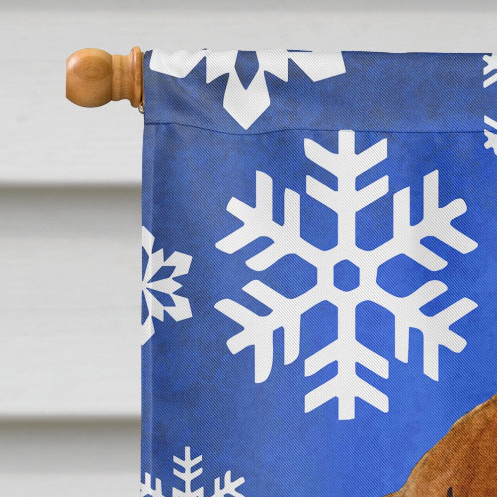 Dachshund Winter Snowflakes Holiday House Flag 28x40 Porch Sleeve Pole Decorative Outside Yard Banner Artwork Wall Hanging, Polyester