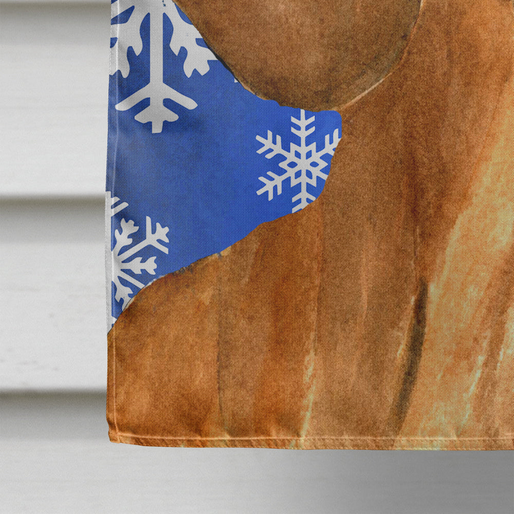 Dachshund Winter Snowflakes Holiday House Flag 28x40 Porch Sleeve Pole Decorative Outside Yard Banner Artwork Wall Hanging, Polyester