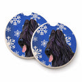 Briard Winter Snowflakes Holiday Set of 2 Cup Holder Car Coasters Absorbent Round Sandstone Coasters Gifts for Men or Women, 2.5, Multicolor