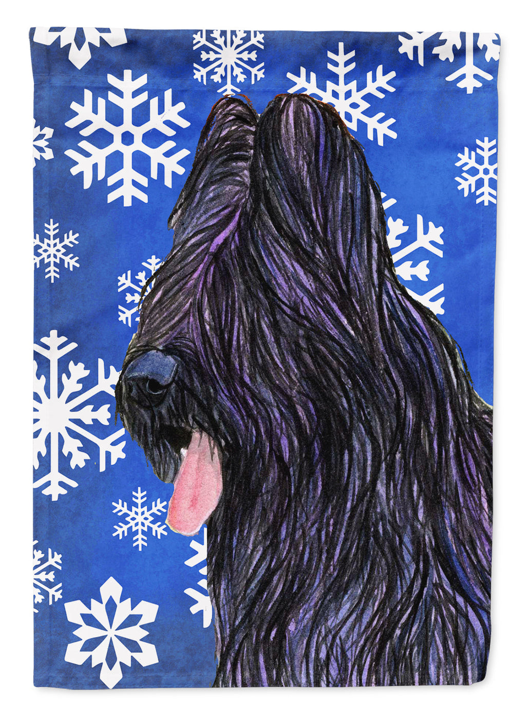 Briard Winter Snowflakes Holiday House Flag 28x40 Porch Sleeve Pole Decorative Outside Yard Banner Artwork Wall Hanging, Polyester