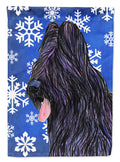 Briard Winter Snowflakes Holiday House Flag 28x40 Porch Sleeve Pole Decorative Outside Yard Banner Artwork Wall Hanging, Polyester