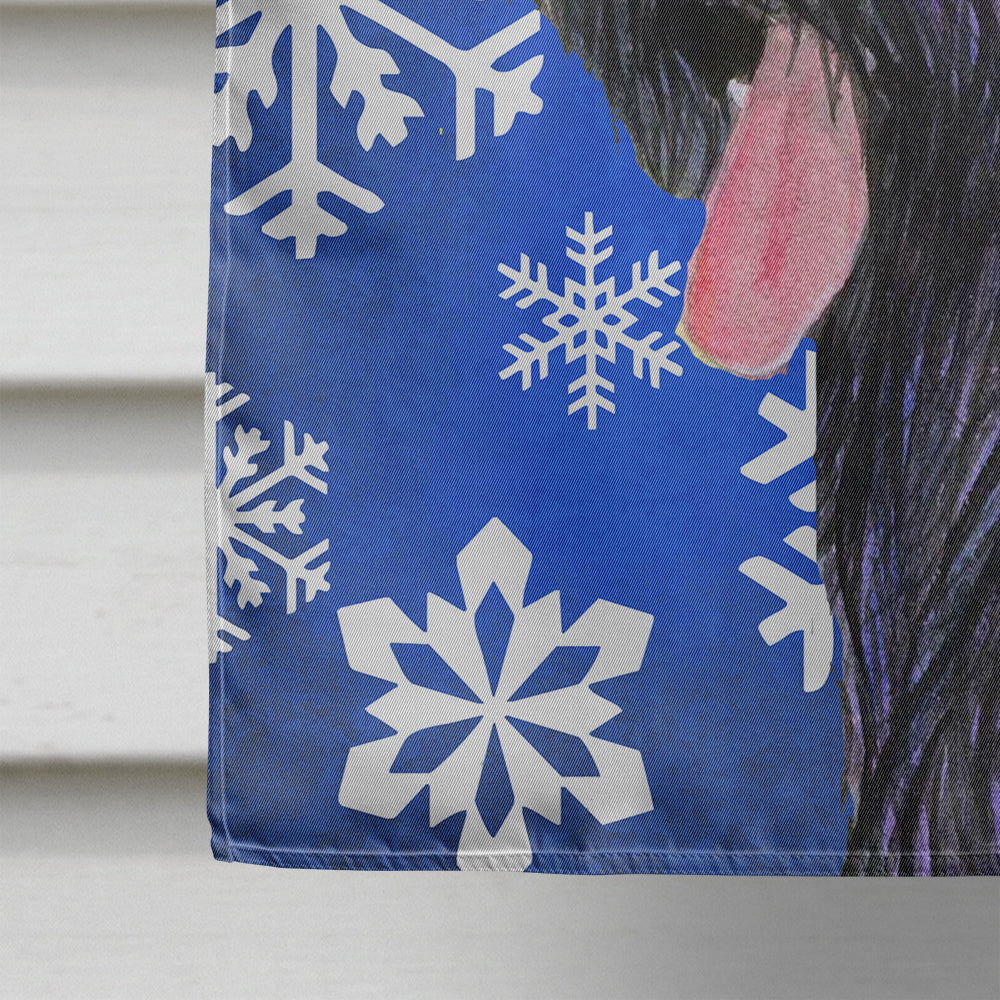 Briard Winter Snowflakes Holiday House Flag 28x40 Porch Sleeve Pole Decorative Outside Yard Banner Artwork Wall Hanging, Polyester