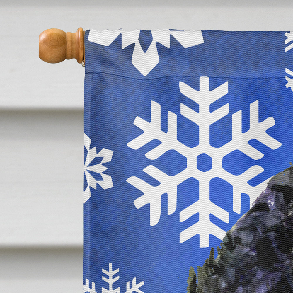 Portuguese Water Dog Winter Snowflakes Holiday House Flag 28x40 Porch Sleeve Pole Decorative Outside Yard Banner Artwork Wall Hanging, Polyester