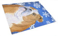 Bulldog English Winter Snowflakes Holiday Cutting Board Tempered Glass Kitchen Cutting Surface, Heat Resistant Chopping, Non-Slip Feet, Food Prep & Serving