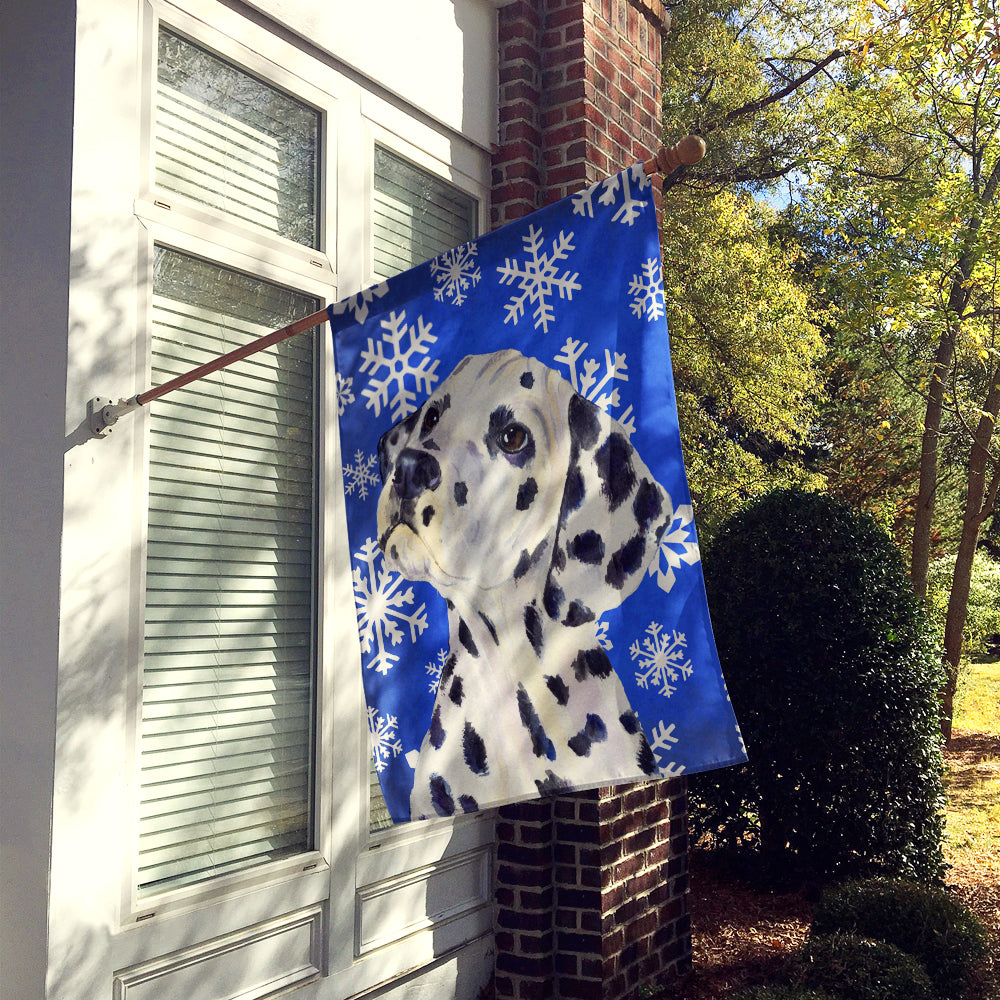Dalmatian Winter Snowflakes Holiday House Flag 28x40 Porch Sleeve Pole Decorative Outside Yard Banner Artwork Wall Hanging, Polyester