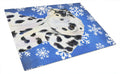 Dalmatian Winter Snowflakes Holiday Cutting Board Tempered Glass Kitchen Cutting Surface, Heat Resistant Chopping, Non-Slip Feet, Food Prep & Serving
