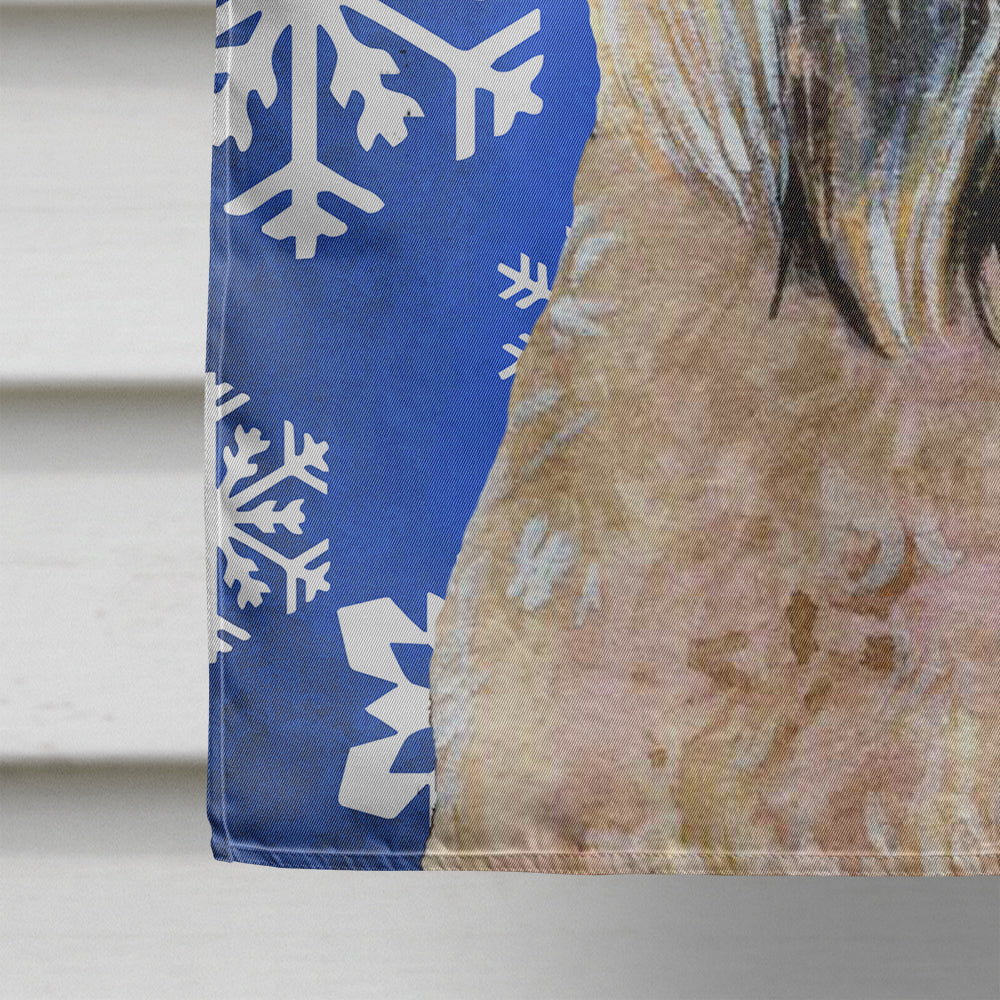 Wheaten Terrier Soft Coated Winter Snowflakes Holiday House Flag 28x40 Porch Sleeve Pole Decorative Outside Yard Banner Artwork Wall Hanging, Polyester