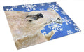 Wheaten Terrier Soft Coated Winter Snowflakes Holiday Cutting Board Tempered Glass Kitchen Cutting Surface, Heat Resistant Chopping, Non-Slip Feet, Food Prep & Serving