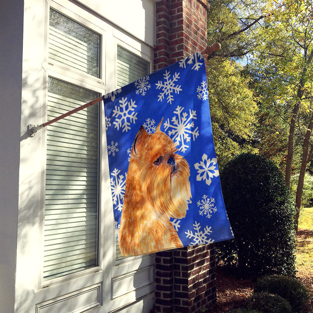 Brussels Griffon Winter Snowflakes Holiday House Flag 28x40 Porch Sleeve Pole Decorative Outside Yard Banner Artwork Wall Hanging, Polyester