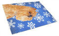 Brussels Griffon Winter Snowflakes Holiday Cutting Board Tempered Glass Kitchen Cutting Surface, Heat Resistant Chopping, Non-Slip Feet, Food Prep & Serving