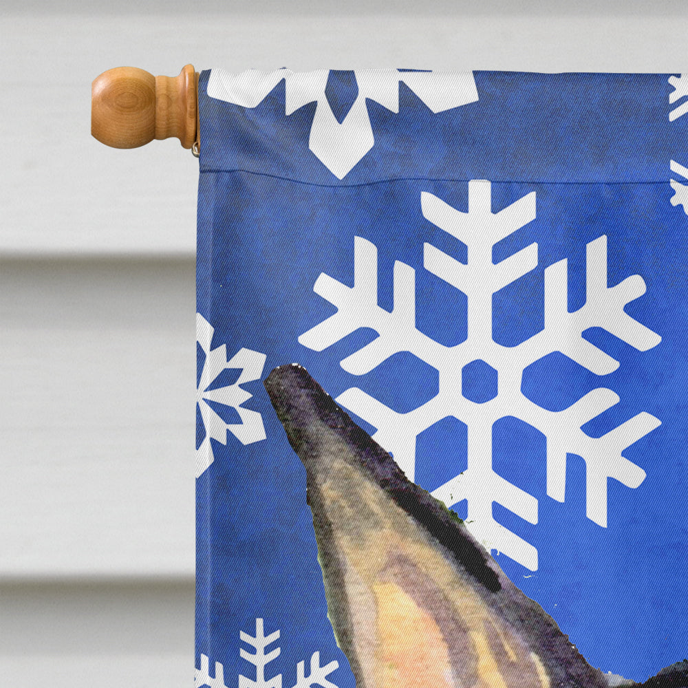 Doberman Winter Snowflakes Holiday House Flag 28x40 Porch Sleeve Pole Decorative Outside Yard Banner Artwork Wall Hanging, Polyester