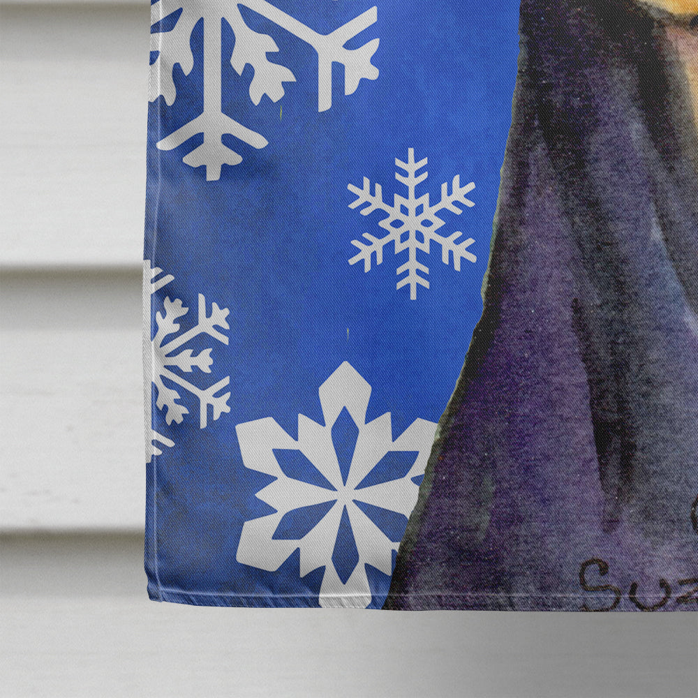 Doberman Winter Snowflakes Holiday House Flag 28x40 Porch Sleeve Pole Decorative Outside Yard Banner Artwork Wall Hanging, Polyester