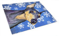 Doberman Winter Snowflakes Holiday Cutting Board Tempered Glass Kitchen Cutting Surface, Heat Resistant Chopping, Non-Slip Feet, Food Prep & Serving