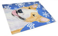 Bull Terrier Winter Snowflakes Holiday Cutting Board Tempered Glass Kitchen Cutting Surface, Heat Resistant Chopping, Non-Slip Feet, Food Prep & Serving