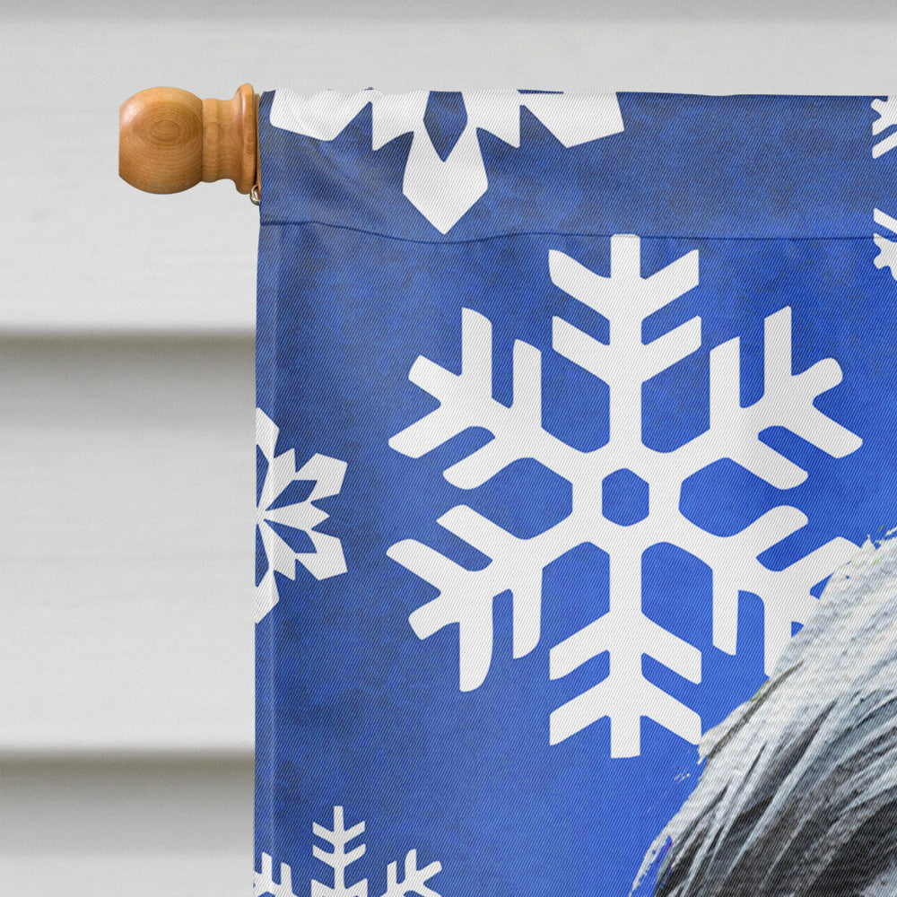 Bearded Collie Winter Snowflakes Holiday House Flag 28x40 Porch Sleeve Pole Decorative Outside Yard Banner Artwork Wall Hanging, Polyester