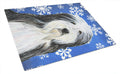 Bearded Collie Winter Snowflakes Holiday Cutting Board Tempered Glass Kitchen Cutting Surface, Heat Resistant Chopping, Non-Slip Feet, Food Prep & Serving