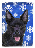 Australian Kelpie Winter Snowflakes Holiday House Flag 28x40 Porch Sleeve Pole Decorative Outside Yard Banner Artwork Wall Hanging, Polyester