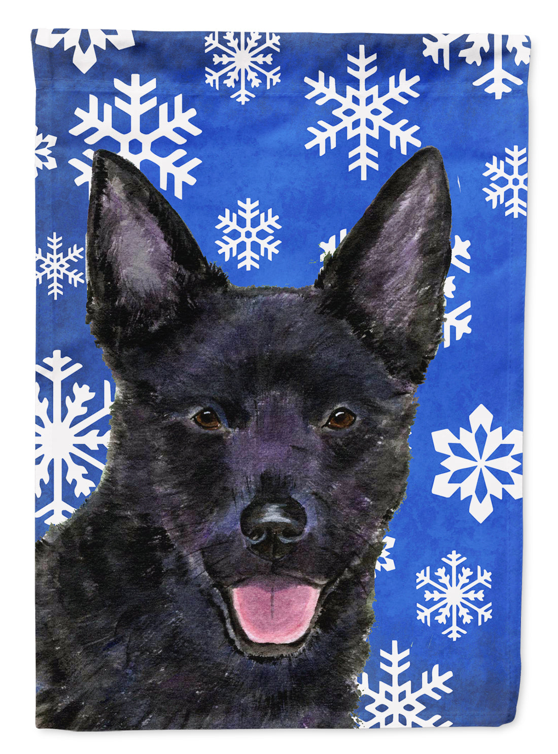 Australian Kelpie Winter Snowflakes Holiday House Flag 28x40 Porch Sleeve Pole Decorative Outside Yard Banner Artwork Wall Hanging, Polyester