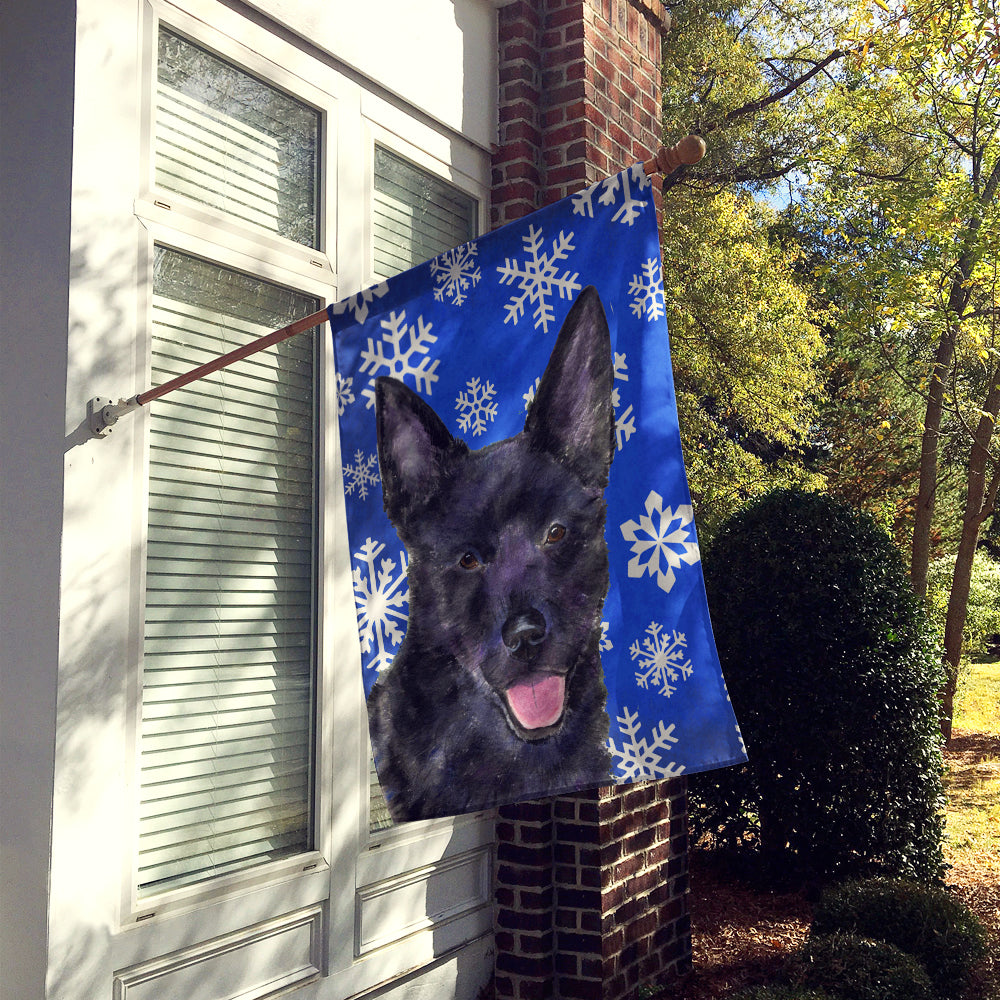 Australian Kelpie Winter Snowflakes Holiday House Flag 28x40 Porch Sleeve Pole Decorative Outside Yard Banner Artwork Wall Hanging, Polyester
