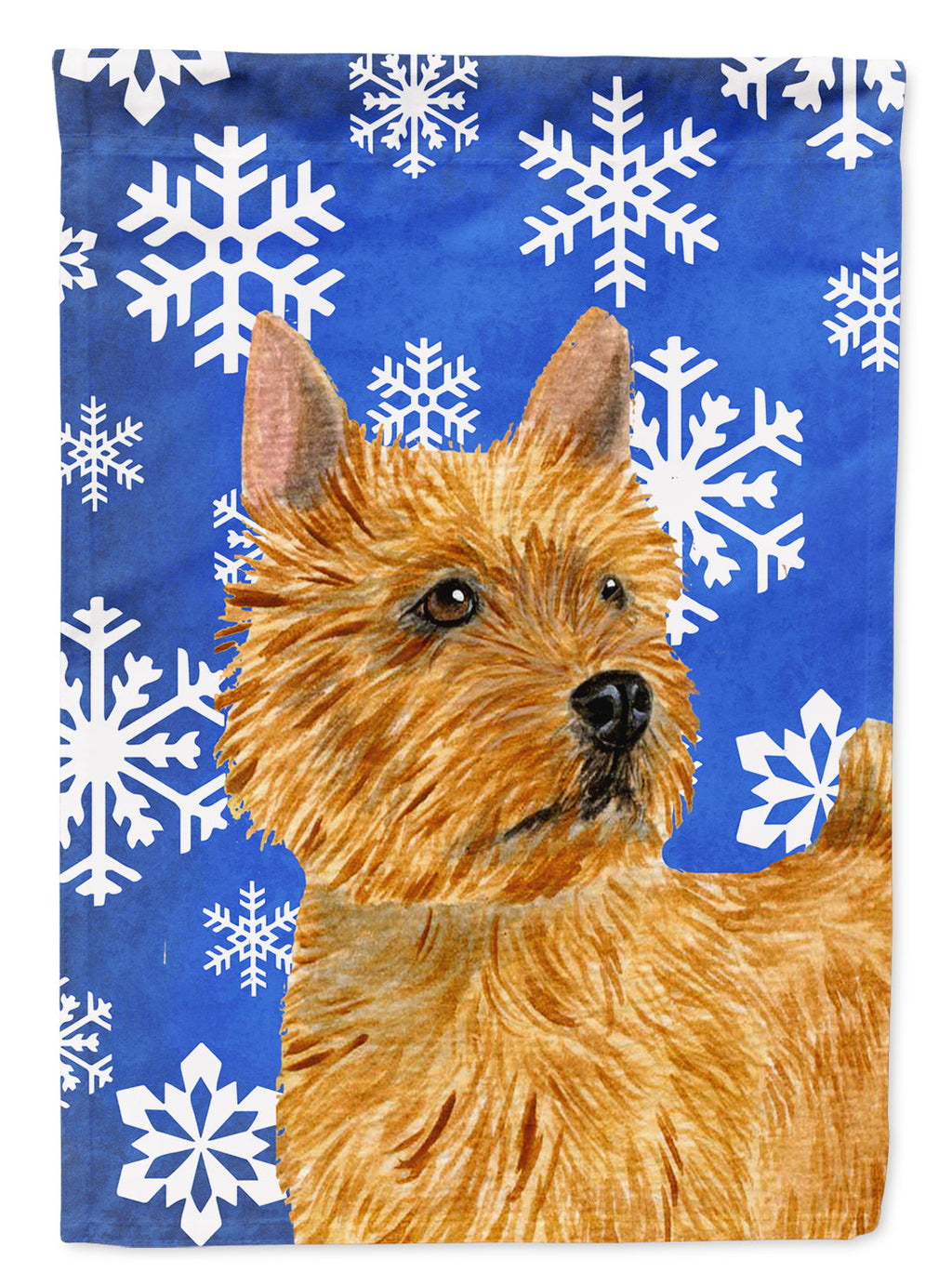 Norwich Terrier Winter Snowflakes Holiday House Flag 28x40 Porch Sleeve Pole Decorative Outside Yard Banner Artwork Wall Hanging, Polyester