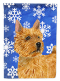 Norwich Terrier Winter Snowflakes Holiday House Flag 28x40 Porch Sleeve Pole Decorative Outside Yard Banner Artwork Wall Hanging, Polyester