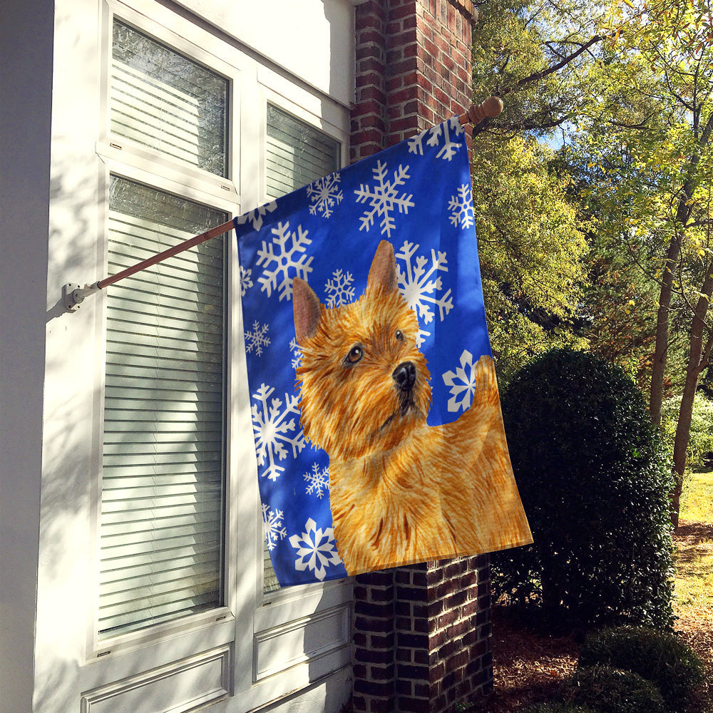 Norwich Terrier Winter Snowflakes Holiday House Flag 28x40 Porch Sleeve Pole Decorative Outside Yard Banner Artwork Wall Hanging, Polyester
