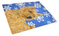 Norwich Terrier Winter Snowflakes Holiday Cutting Board Tempered Glass Kitchen Cutting Surface, Heat Resistant Chopping, Non-Slip Feet, Food Prep & Serving